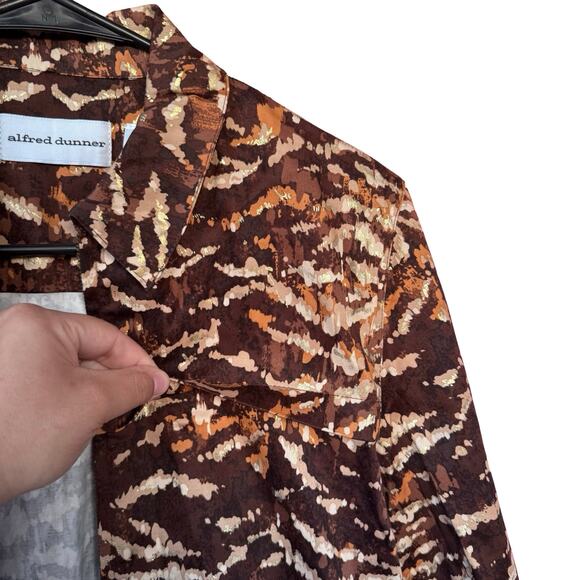 Alfred Dunner Animal Instinct Jacket 10 Gold Shimmer Brown Stretch NWT - Picture 7 of 11